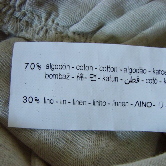 Zara Linen Blend Peplum Top Boho Hippie Fringe Puff Sleeve Natural Beige Small - Picture 6 of 16